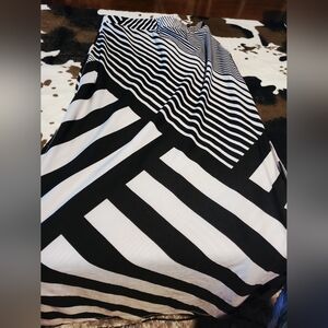 Black and White Striped Women's Skirt